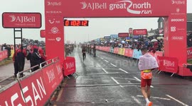 Marc Scott run into on the finish line of Great North Run