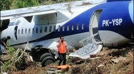 Passenger plane skids off runway on Indonesian island
