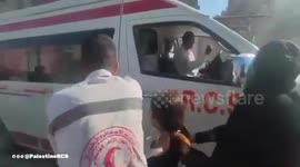 Palestine Red Crescent teams transported ten bodies and four injured individuals from the Al-Balad area in KhanYunis