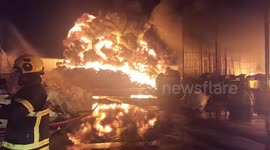 Fire engulfs recycling factory in Thailand