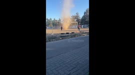 Dust devil crosses football field in Santiago del Estero, Argentina