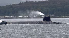 Vanguard submarine cold moving on Loch Long in Argyll Scotland this afternoon
