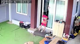Boy locked out by his brother smashes patio door... only to be scolded by parents