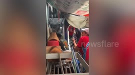 Python escaping rain hides in Chinese restaurant