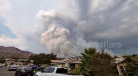 Massive smoke cloud covers Highland, California due to Line Fire