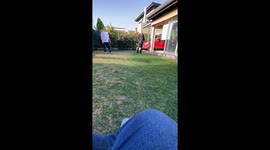 Man Slips When Trying to Pass the Ball