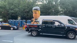 'Prisoner Trump' inflatable driven outside National Constitution Center before Harris-Trump debate
