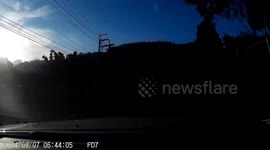 Motorbike rider crashes into oncoming car