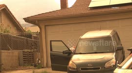 USA: Lakeland Village Airport Fire Threatening Lakeland Village With Resident On Camera Interview