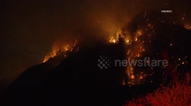 USA: Mount Baldy Overnight Bridge Fire