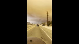 Smoke, ash from Line Fire fill High Desert skies , California