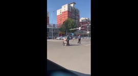 True love! Elderly couple ride motorised wheelchair together