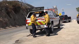 USA: Lake Elsinore El Cariso Airport Fire Aftermath on Highway 74 Ortega Highway
