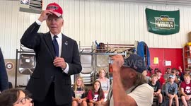 Biden wears a Trump 2024 hat sparking cheers from crowd of Republican supporters