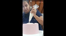 Frustrating moment when a home baker’s nearly finished cake is ruined by an unexpected interruption