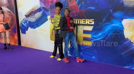 Tsehay Hawkins and Kendly Hawkins attend the Australian Premiere of Transformers One red carpet