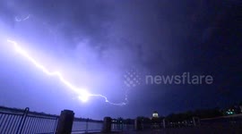 Intense Slow Motion Lightning Filmed at 120fps Sony Action Camera Wascana Lake, Saskatchewan