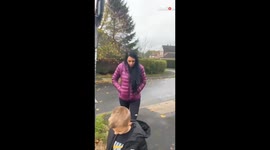 Tipsy woman's rough morning takes a funny turn with a playful push from her husband