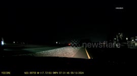 USA: Chino Car Crashes Into Jackknifed Semi on 71 Freeway Caught on Camera