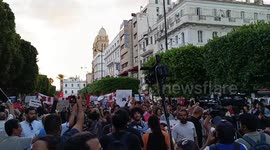 Tunisia: Tunisians attend a protest denouncing the policies of the President of Tunisia