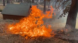 The Bridge Fire burns the mountain communities to the northeast of Los Angeles