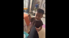 Child cries after sister kicks him during play in Anhui, China