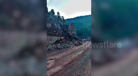 Major highway stretch in northern India blocked after landslide halting traffic