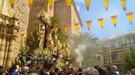 Spanish villagers honour patron saint by firing shotguns into air