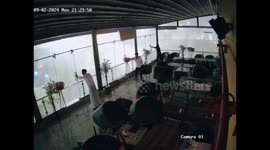 Strong winds shatter glass panels in Jeddah, Saudi Arabia