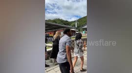 Mariah Carey wears high heels at the Great Wall of China