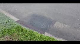 Jacksonville, North Carolina. When a street floods; it's not just rainwater in the street.  Stay out of flood waters if you can.