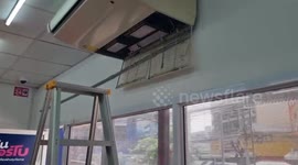 Baby python sleeping in office aircon rescued