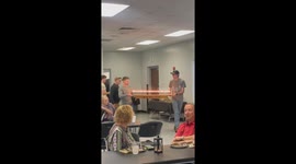 Grandpa celebrating birthday uses leaf blower to blow out his 90 candles