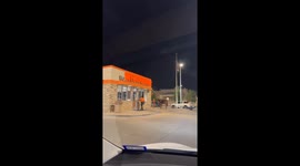 Horse Hitched Outside Fast Food Restaurant