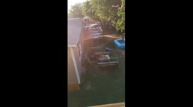 Dad drops watermelon and feels embarrassed as his son watches from the roof
