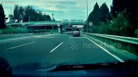 Rolls-Royce bursts into flames in middle of motorway leading to airport