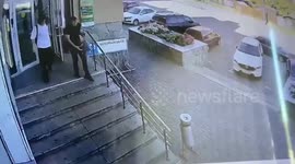 Electric scooter at full speed hits unsuspecting pedestrian
