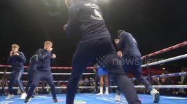 Joshua public work out with ahead of his big showdown against Dubois this weekend at Wembley Staduim