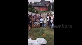 Poland: Residents Of Wrocław Form Lines For Preparing Sandbag Wall