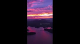 Breathtaking drone footage of morning glow in southern China