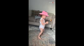 Excited kid shows off her funny dance moves ahead of fun-filled country night