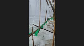 Waves crash into Boracay island in the Philippines