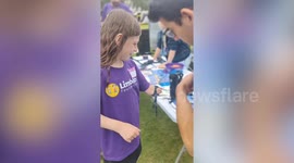 Disabled girl, 8, giggles with delight as she test-drives new £20k bionic arm