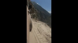 Driving along dangerous mountain road in Kishtwar, Jammu, India