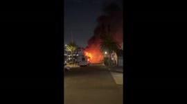 Yacht catches fire in Marina del Rey, California