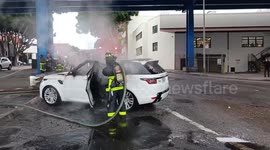 Driver escapes unharmed after his Range Rover explodes