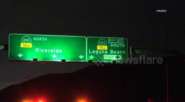US: Santa Ana Orange County Fire Authority Fire Truck Rolls Over on Freeway 8 Firefighters Injured