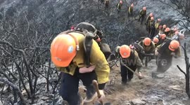 US: Amidst Burned Landscapes, Firefighters Brave the Inferno: Airport Fire's Battle Continues