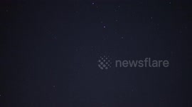 Newest SpaceX Starlink group G9-17 satellite train seen in swiss skies half a day after California launch filmed in 4K