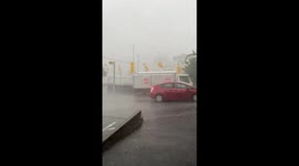 Heavy hail and strong winds hit Hachioji, Tokyo, Japan